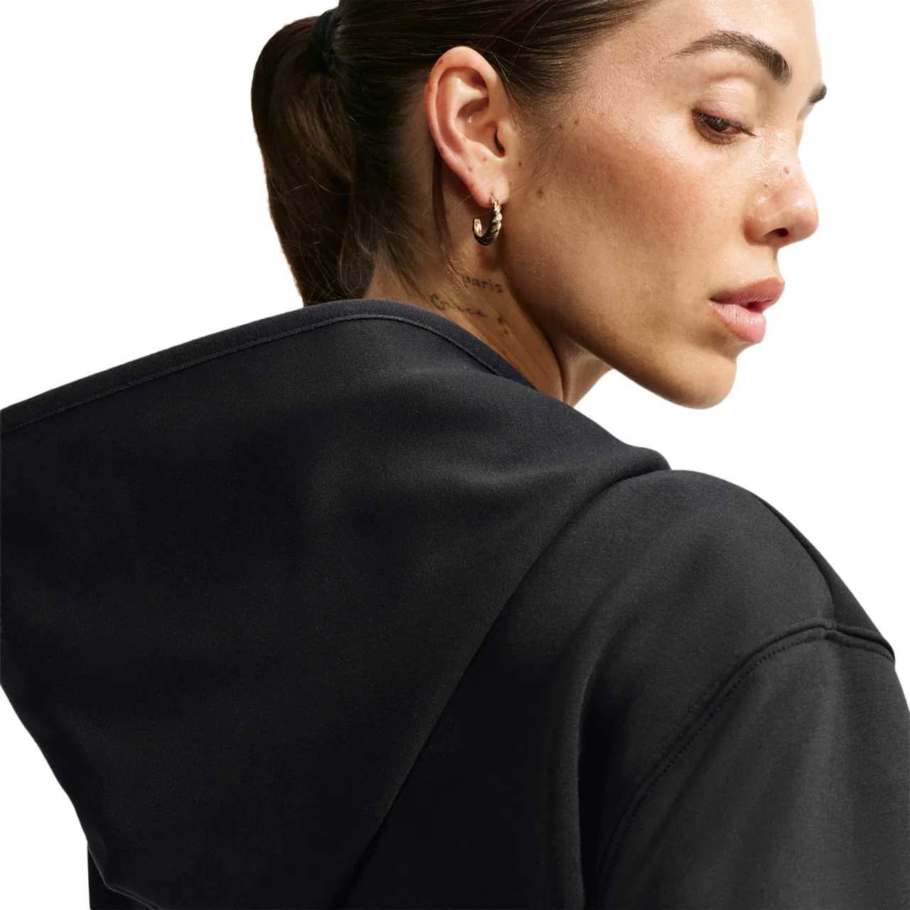 Женское худи на молнии из флиса средней плотности Studio Fleece Sport Nike, черно-белый — фото 2
