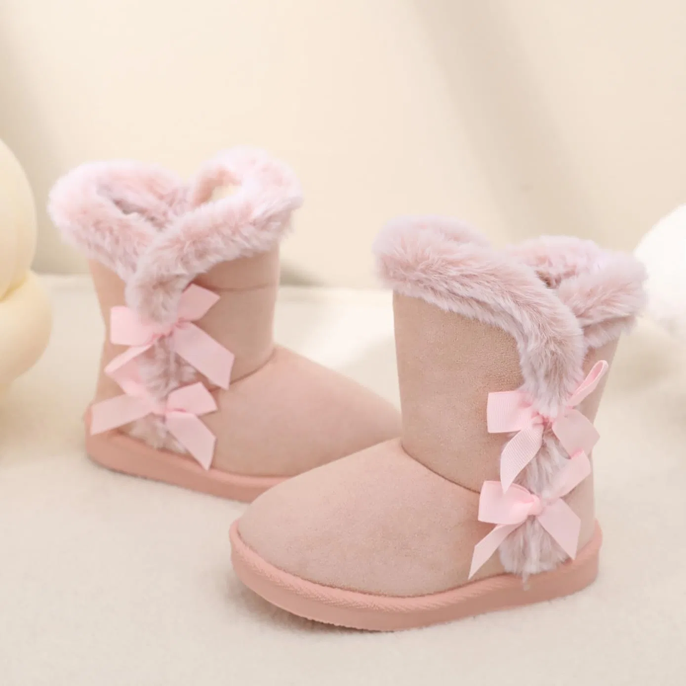 Детские зимние ботинки для девочек и мальчиков Femizee, Pink Bow Pull-On — фото 2