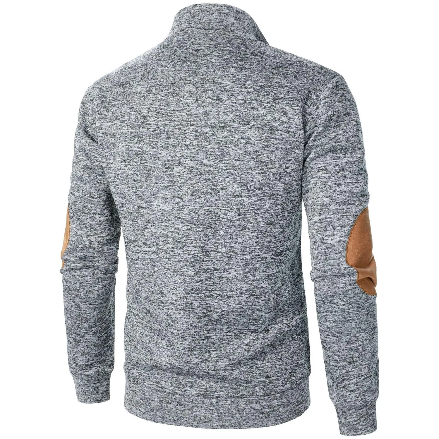 Мужской свитер с длинным рукавом и высоким воротом, модель Quarter Zip Pullover, Y1-2-grey — фото 3