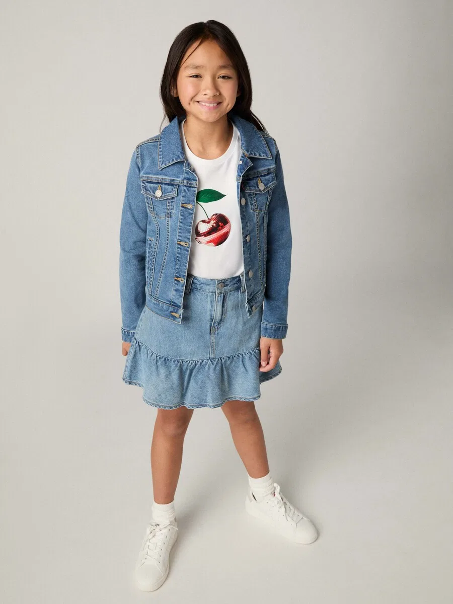 Детская джинсовая куртка для межсезонья, синего цвета Levi'S Kids — фото 3
