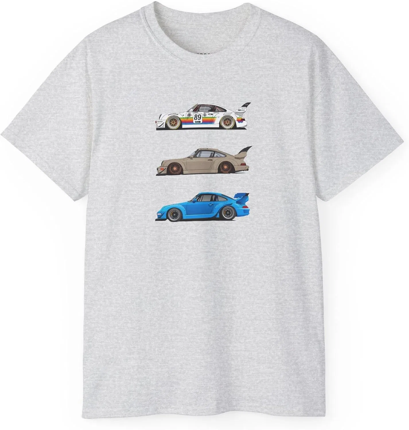 Мужская футболка с принтом RWB 911 930 964 Anime Car, пепельный