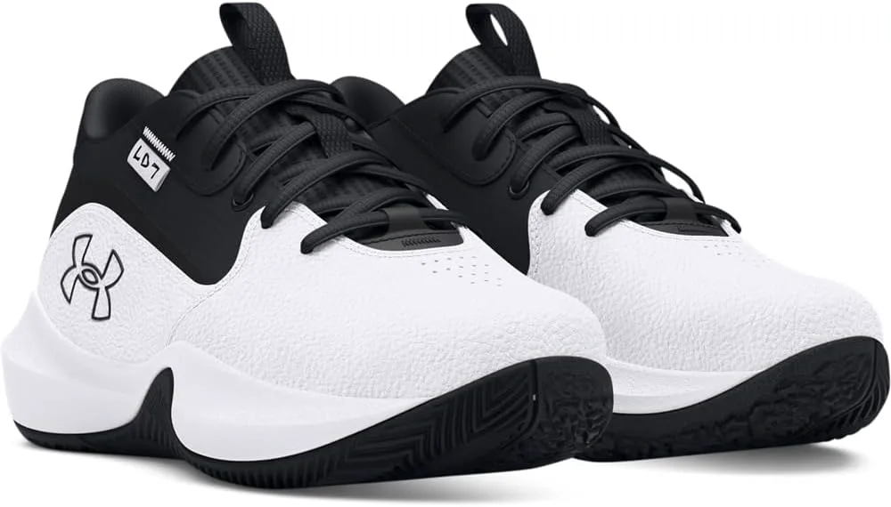 Детские баскетбольные кроссовки Under Armour Lockdown 7 для дошкольников, белый/черный — фото 3