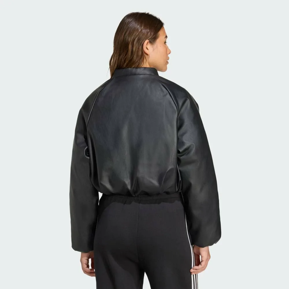 Куртка-бомбер из искусственной кожи с пуховым наполнителем Adidas, black — фото 2