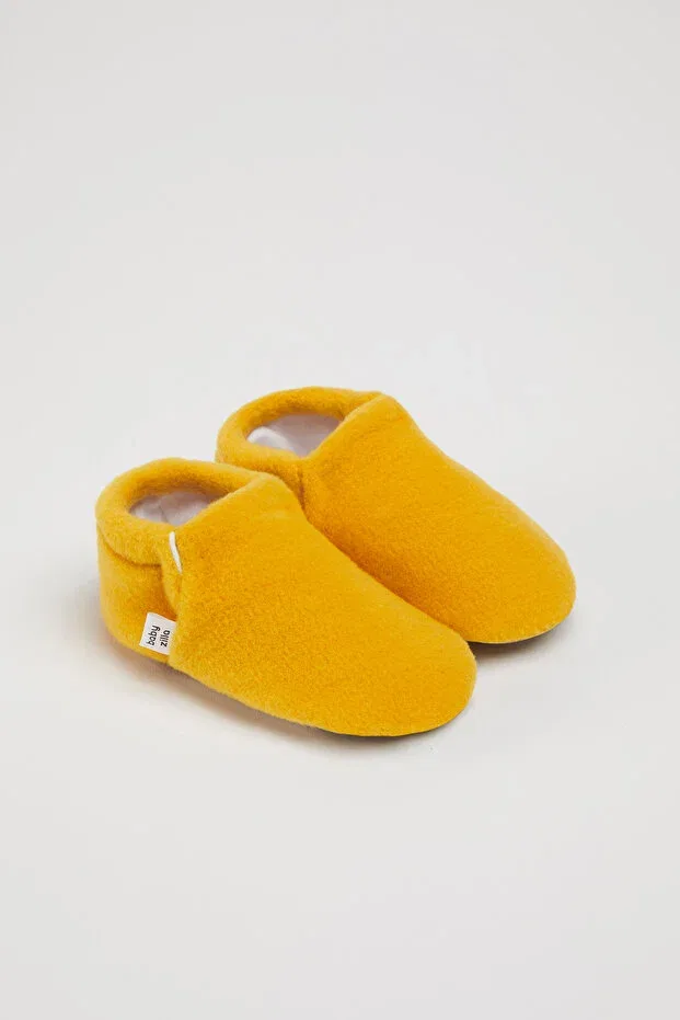 Детские пинетки из флиса на плоской подошве, модель Non-Slip sole fleece baby booties, Babyzilla, Yellow