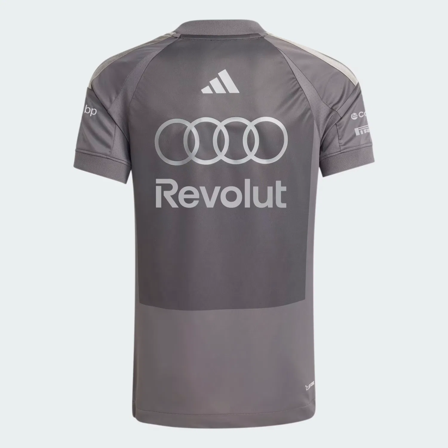 Детская футболка приталенная Audi Revolut F1 Team Driver Jersey Replica Adidas Performance, Grey Strata/Iron Metallic — фото 2