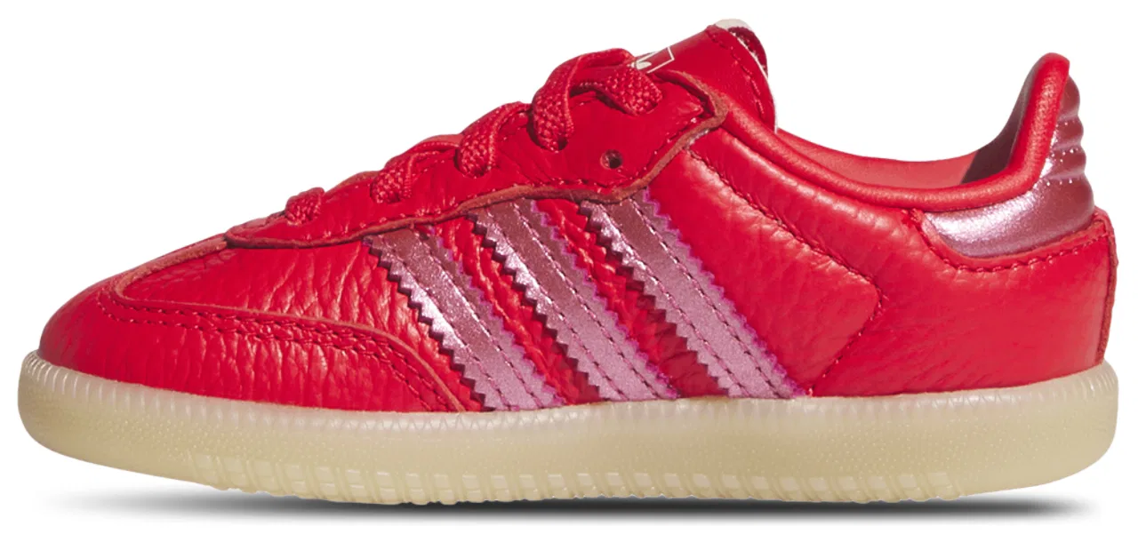 Кеды для девочек Samba Adidas, цвет White/Metallic Red/Gum — фото 2