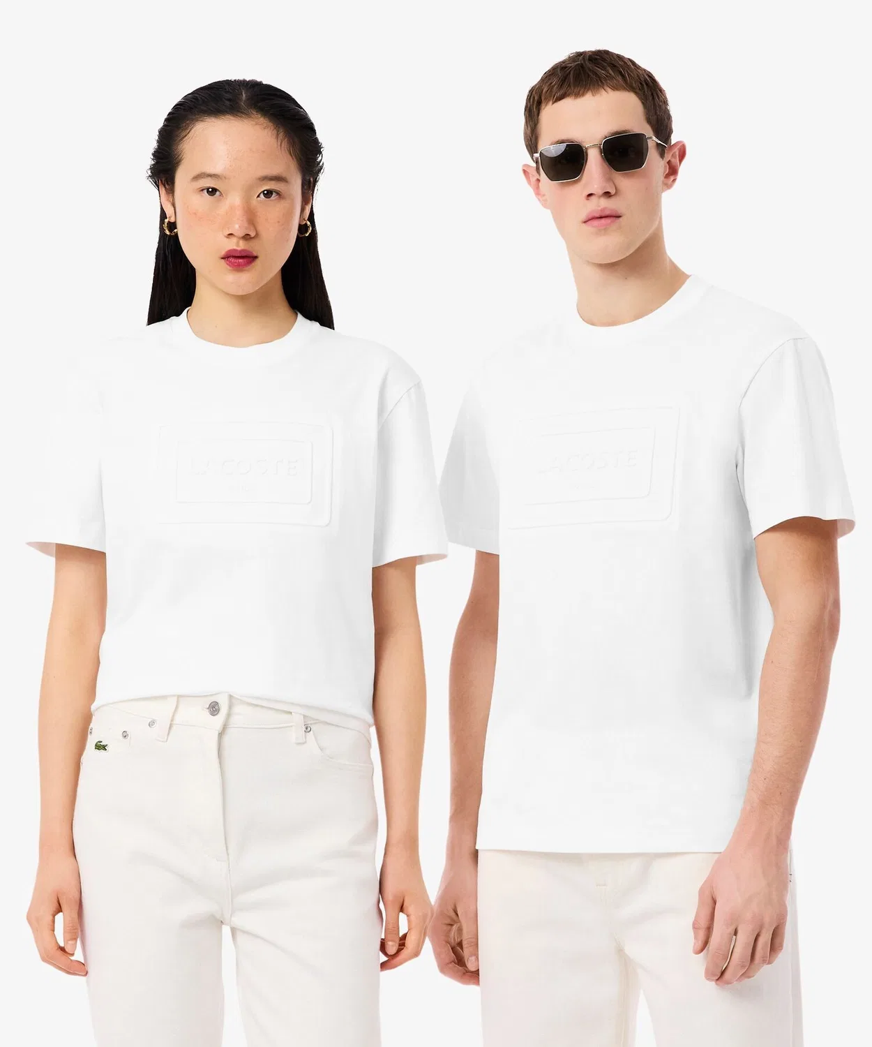 Мужская футболка с длинным рукавомс логотипом LACOSTE, Off White