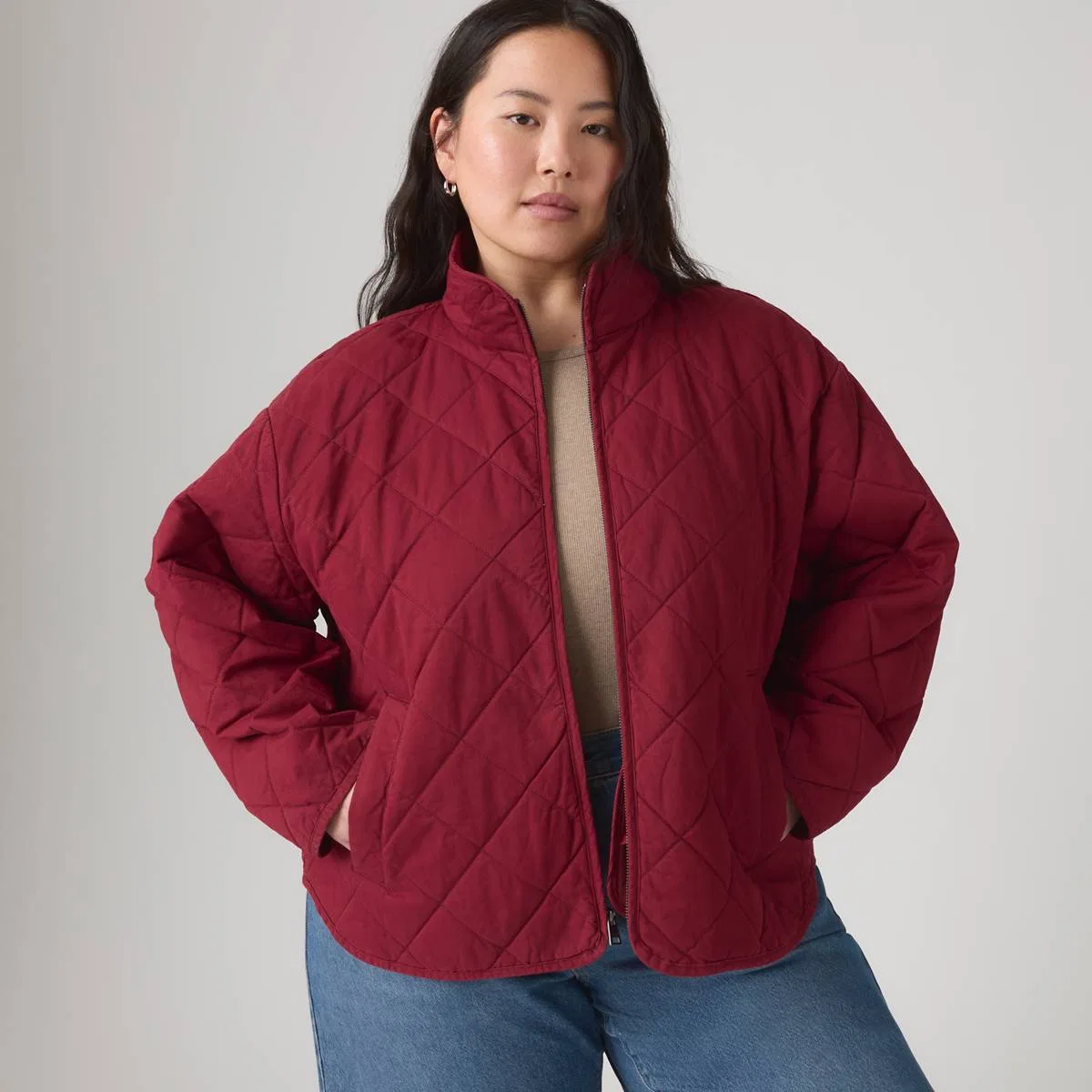 Хлопковая куртка с ромбовидной стежкой (большой размер) Levi's, Red - Red