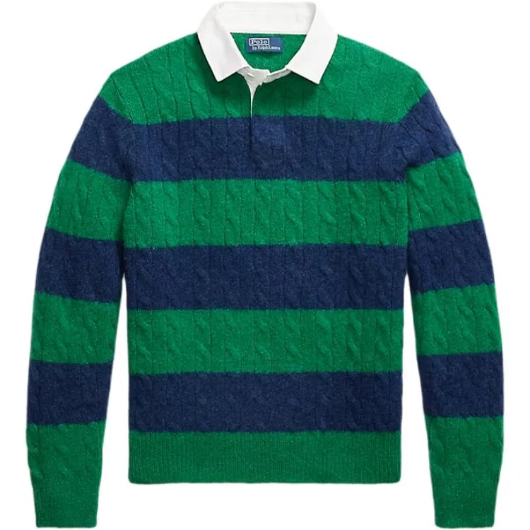 Мужской свитер с длинным рукавом FW25 Sweater Standard Polo Ralph Lauren, Green Marine Blue Combination