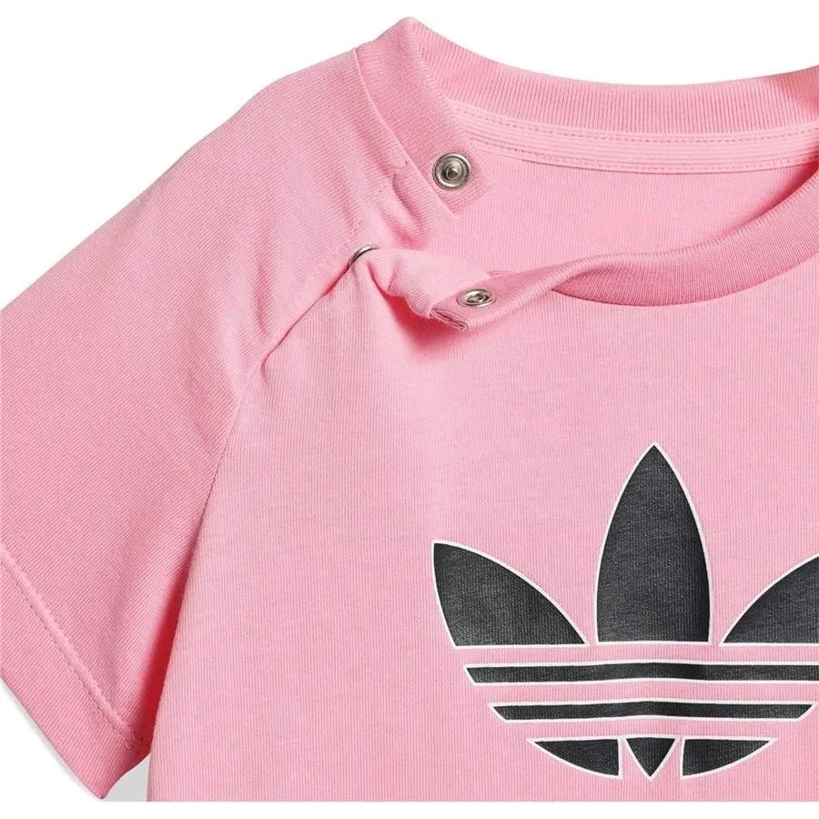 Детский спортивный комплект из футера с длинным рукавом adidas, Розовый — фото 3
