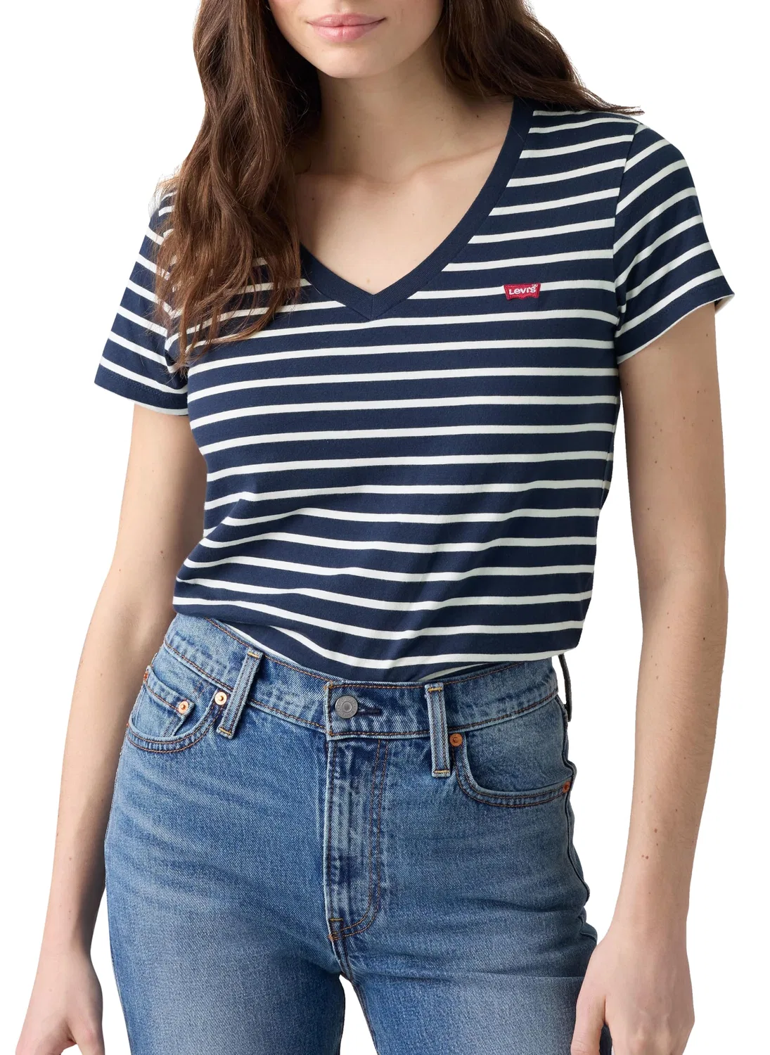 Женская футболка с V-образным вырезом Perfect Levi's, Emily Stripe Navy Blazer