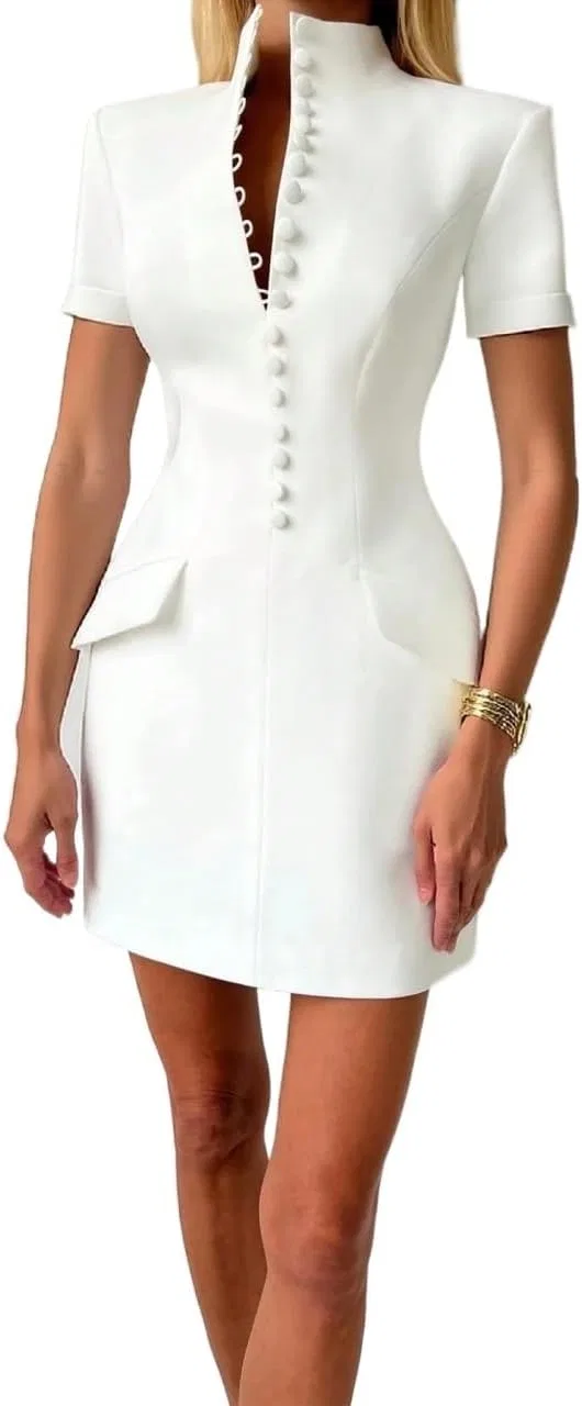 Женское элегантное платье миди для офиса, White