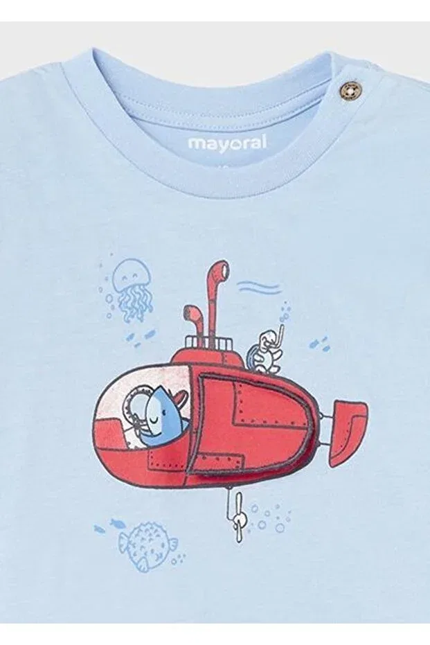 Детская футболка с коротким рукавом для мальчиков Mayoral, Blue — фото 4