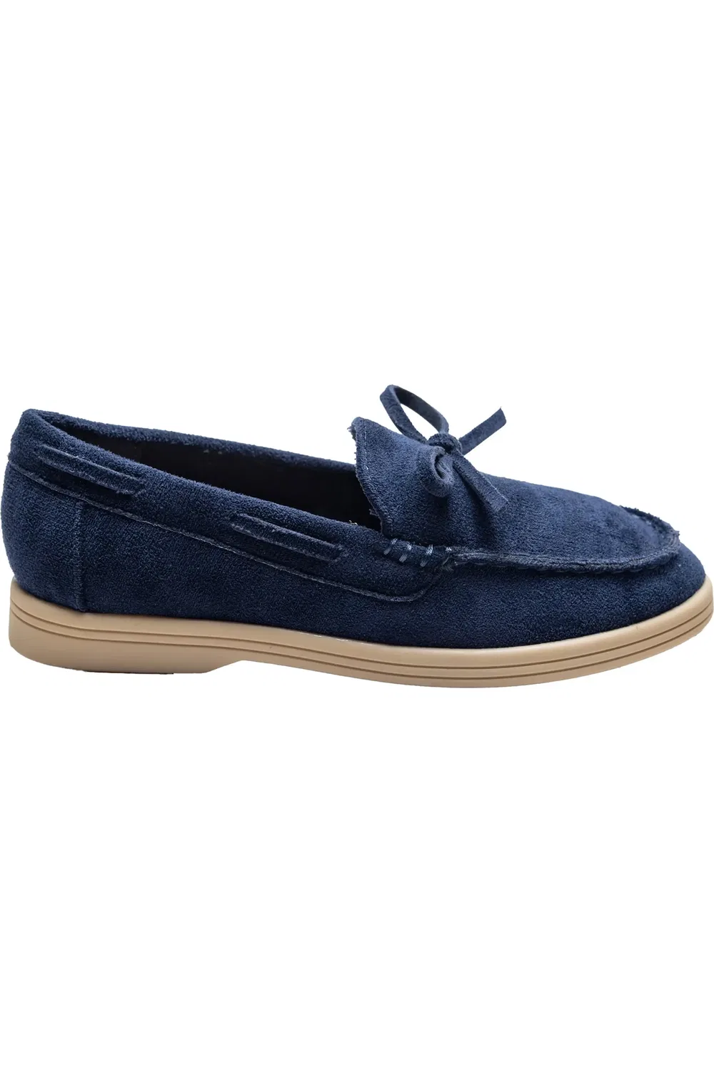 Детские туфли мокасины на плоской подошве Suede Moccasin Loafers MOUSTACHE, Navy — фото 2