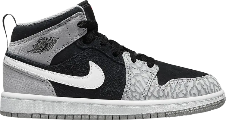

Кроссовки Air Jordan 1 Mid SE PS Elephant Toe, серый