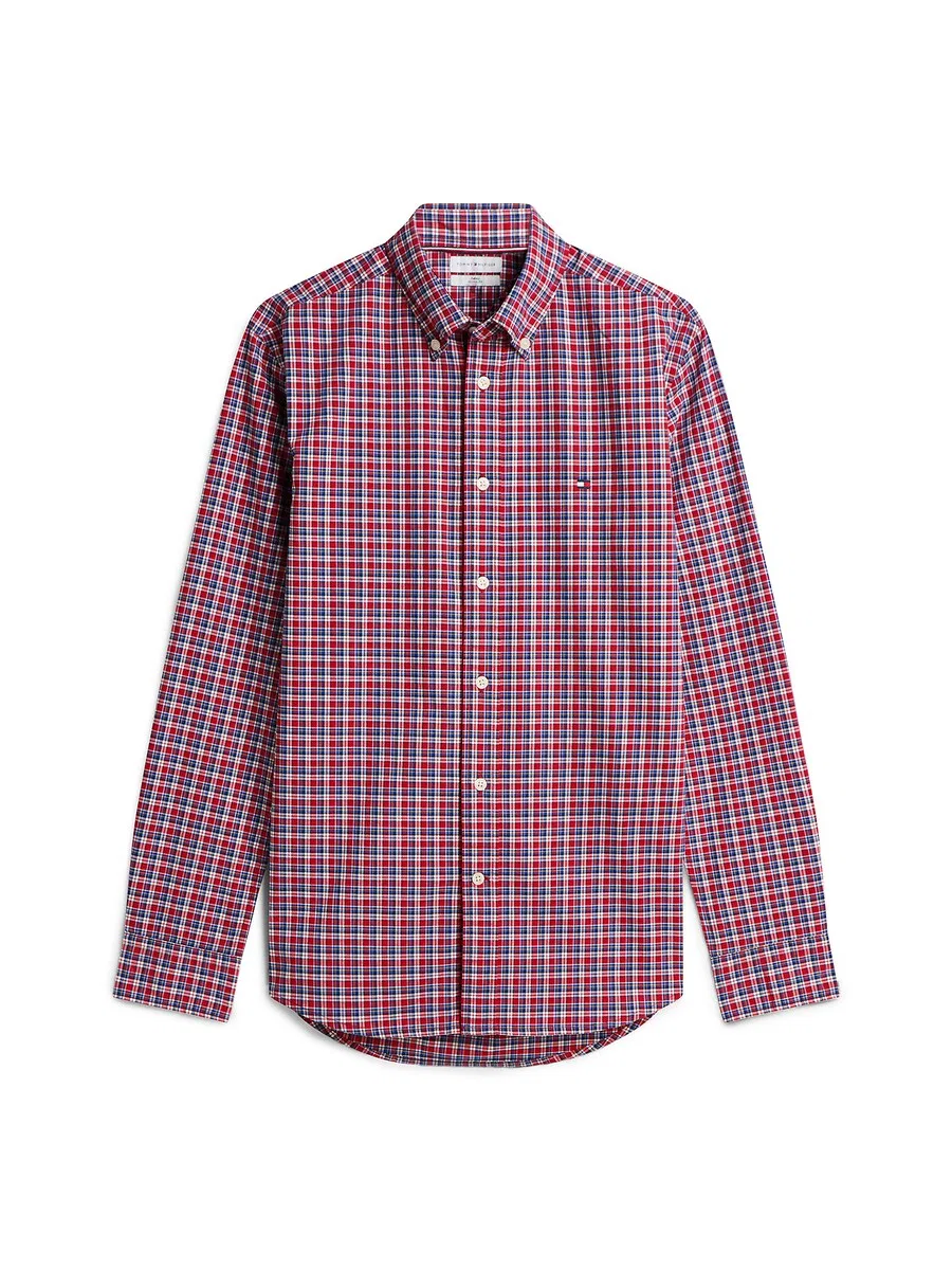 Рубашка на пуговицах TOMMY HILFIGER Regular fit 'Flex' красного цвета