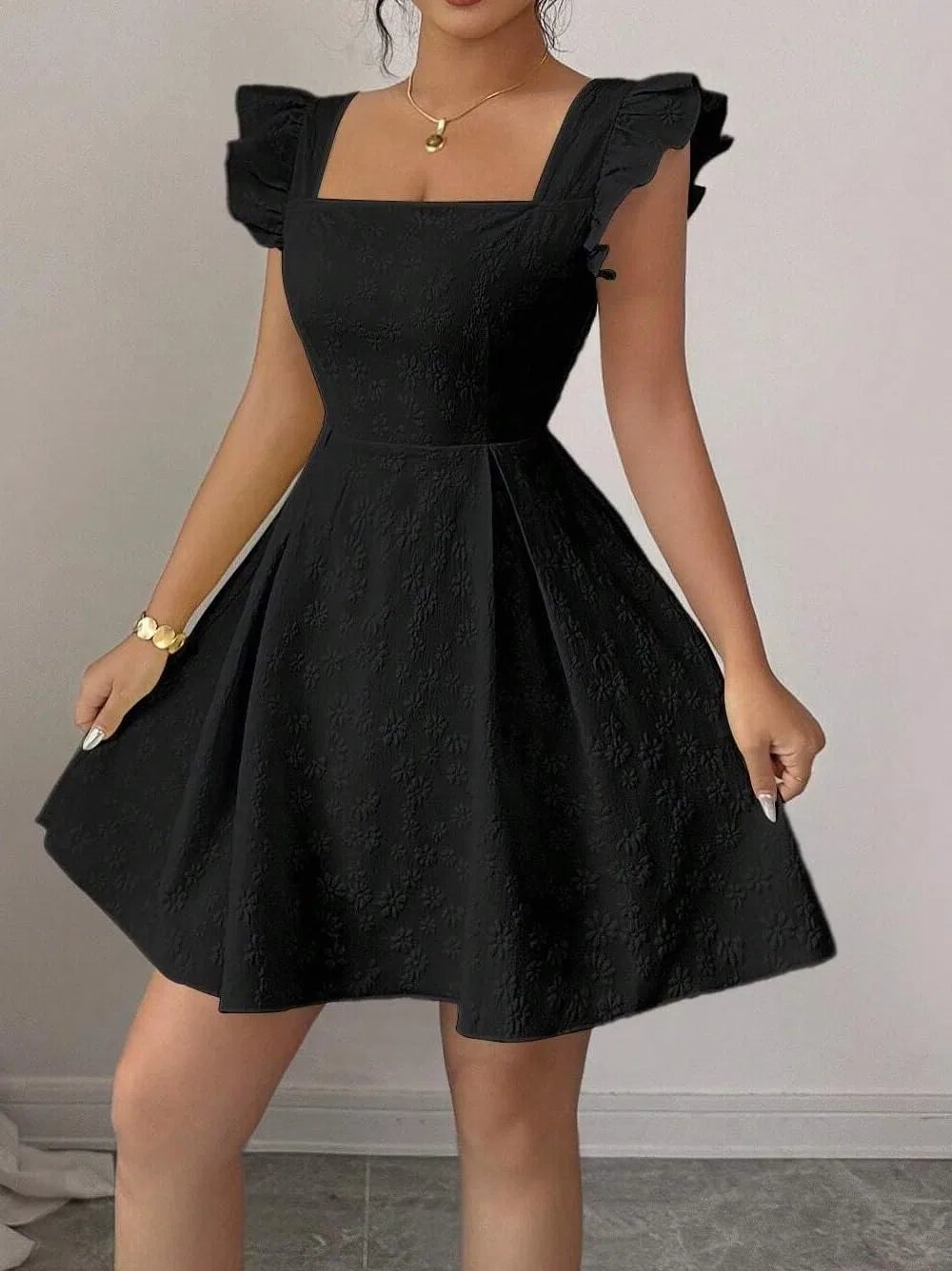 Женское повседневное платье A-силуэта с открытой спиной, Black — фото 3