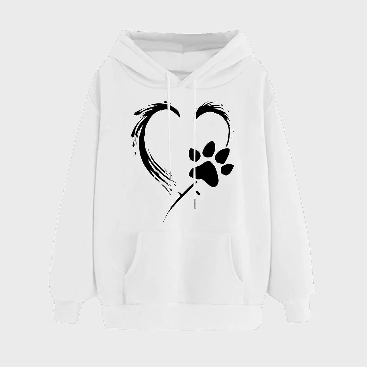 Женский свитшот с принтом Love Heart Dog Paw Print, белый — фото 2