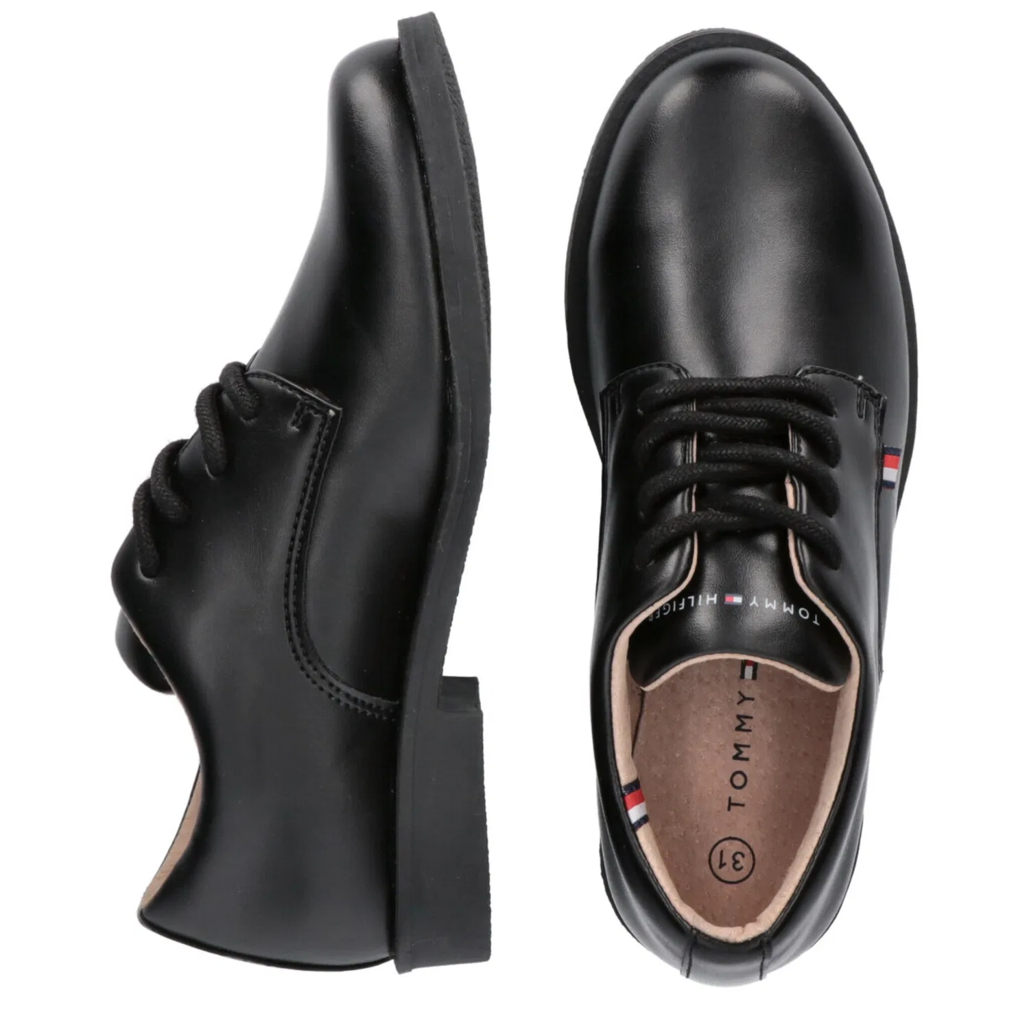 Детские кожаные туфли на шнуровке Tommy Hilfiger, Black — фото 4