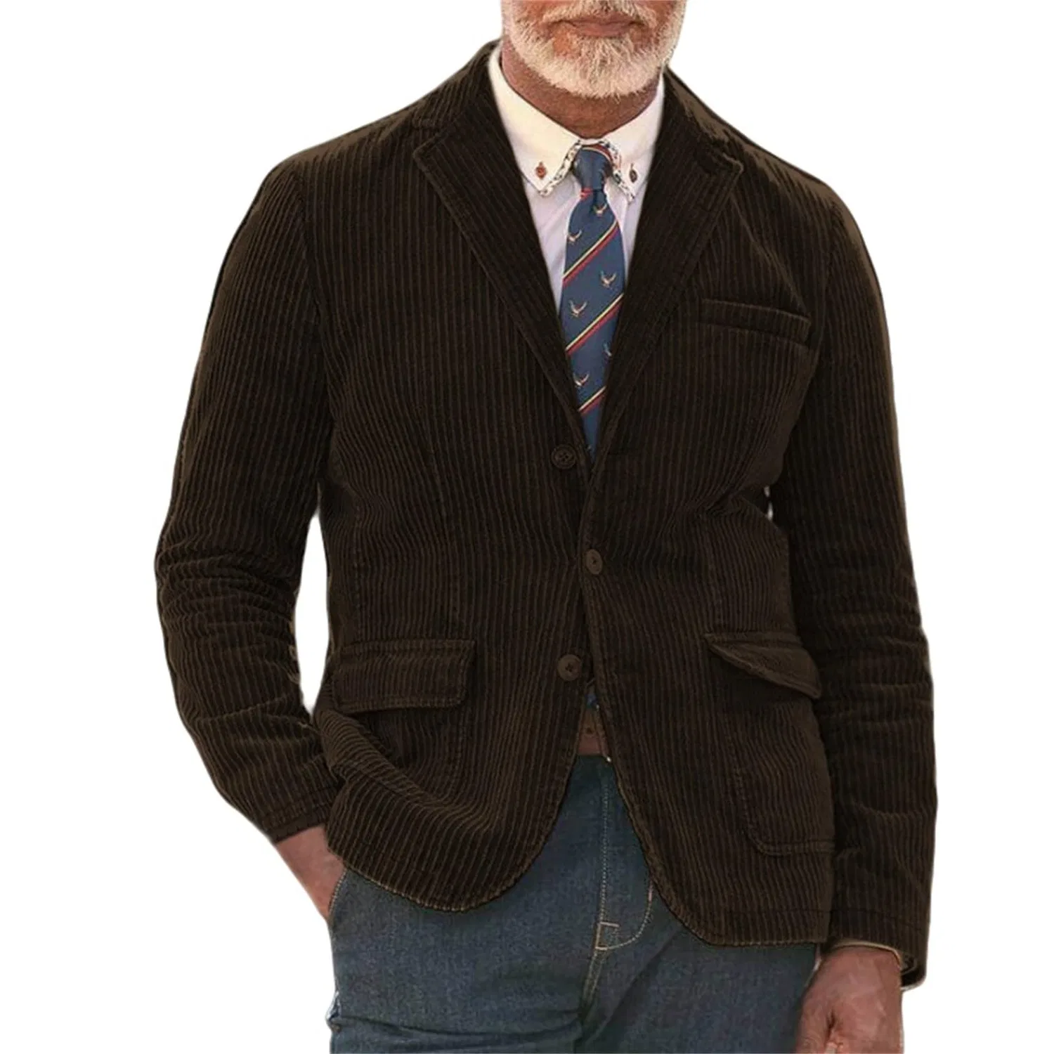 Мужская куртка из вельвета с лацканами Vintage, Brown