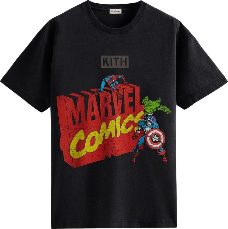 

Футболка Kith For Spider-Man Avengers Vintage Tee 'Black', черный