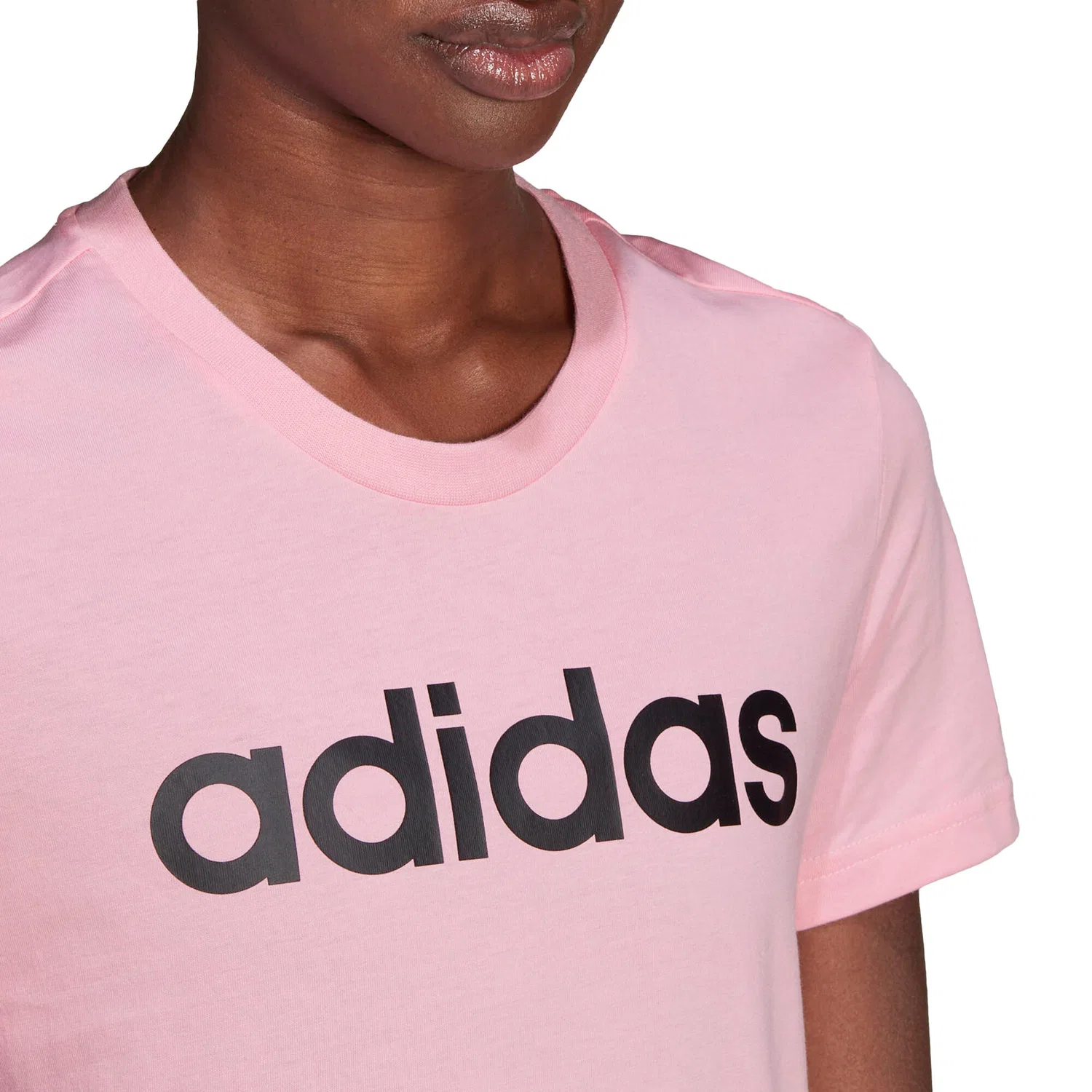 Женская хлопковая футболка Loungewear Essentials Slim Logo Adidas, Rosa — фото 3