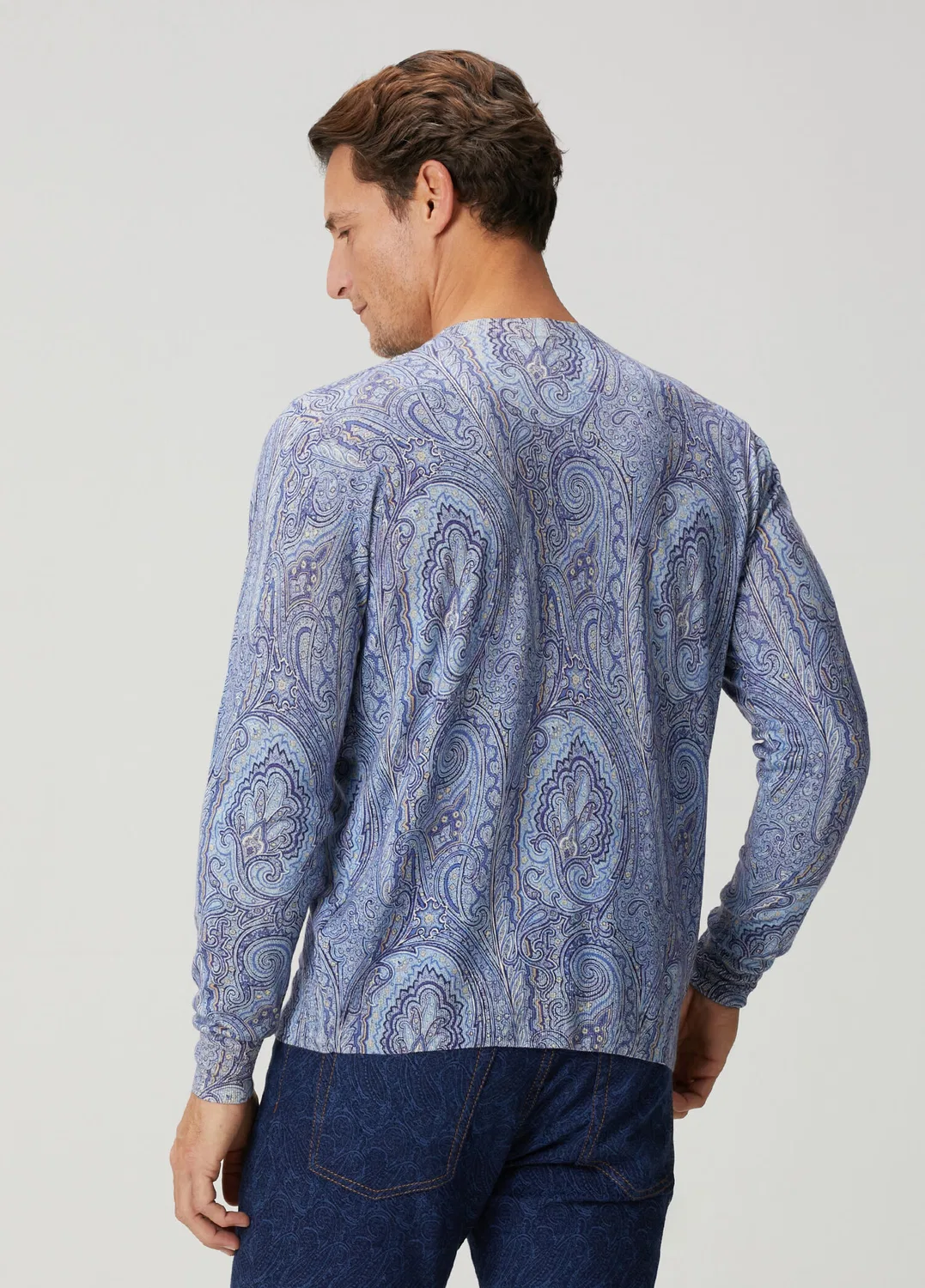 Свитер Etro Mavi Etnik Desenli İpek Kazak, blue — фото 4