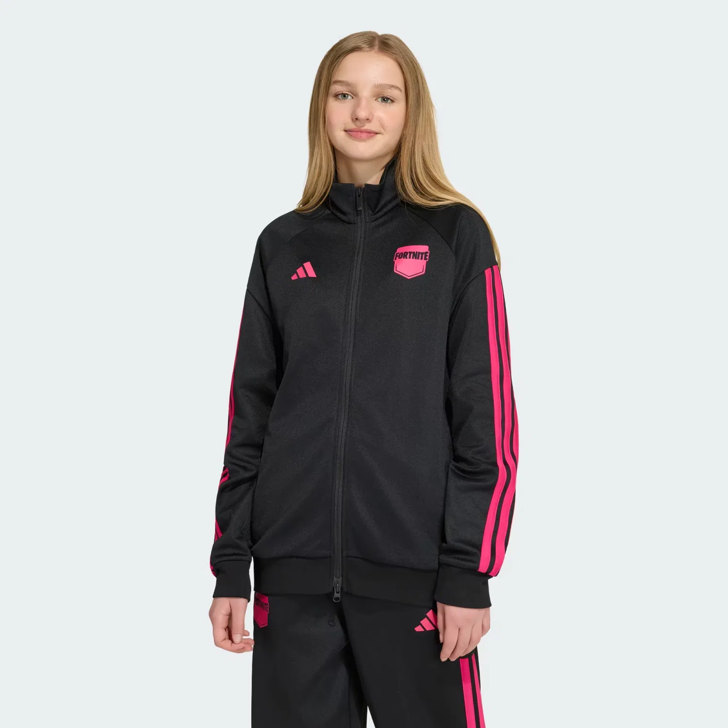 Детская спортивная куртка на молнии ADIDAS x FORTNITE Adidas Sportswear, черный/фуксия — фото 3