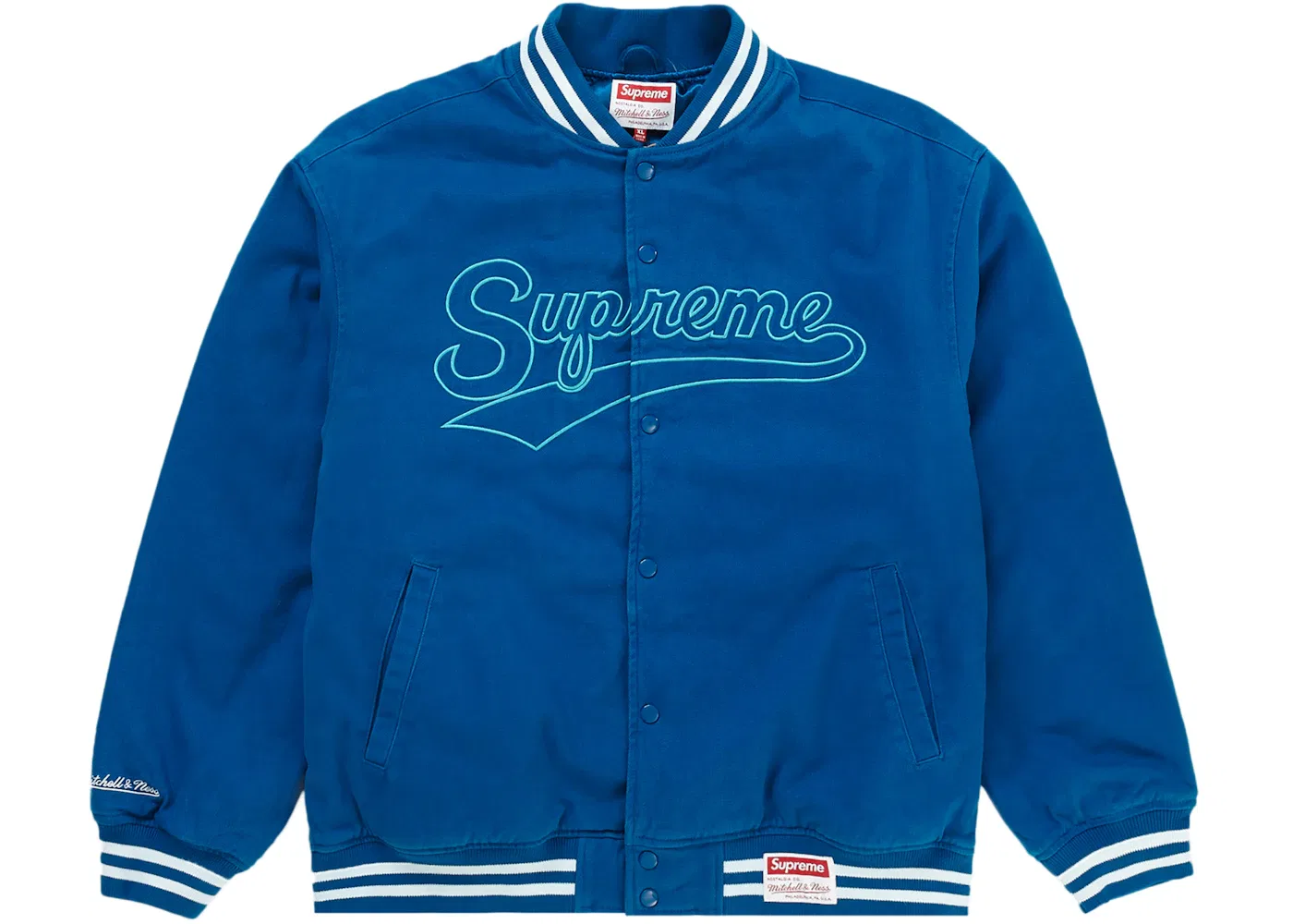 Мужская куртка-бомбер с принтом Supreme Mitchell & Ness Doughboy Twill Varsity Jacket, Blue