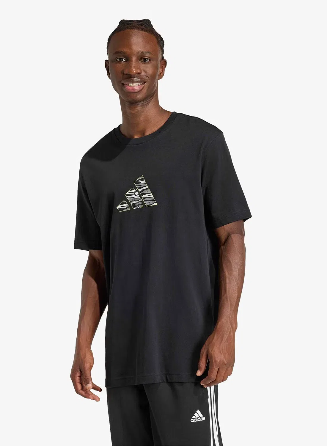 Футболка с принтом Camo Explorer Graphic Adidas, черный
