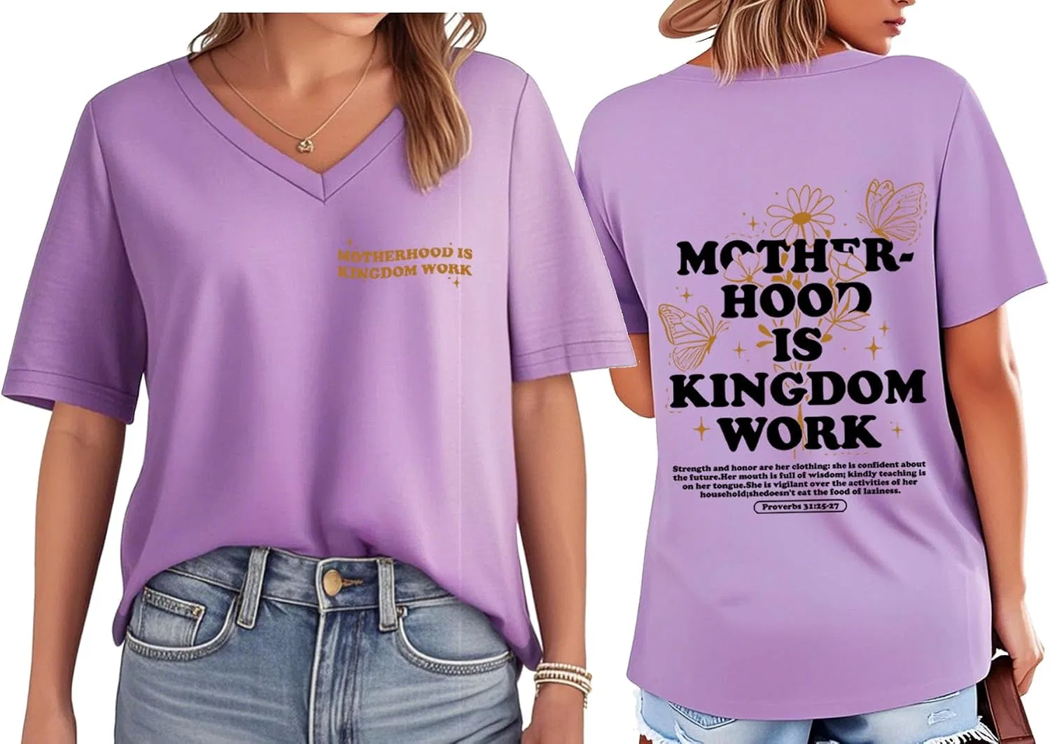 Женская футболка с принтом Letter Print Generic, Purple