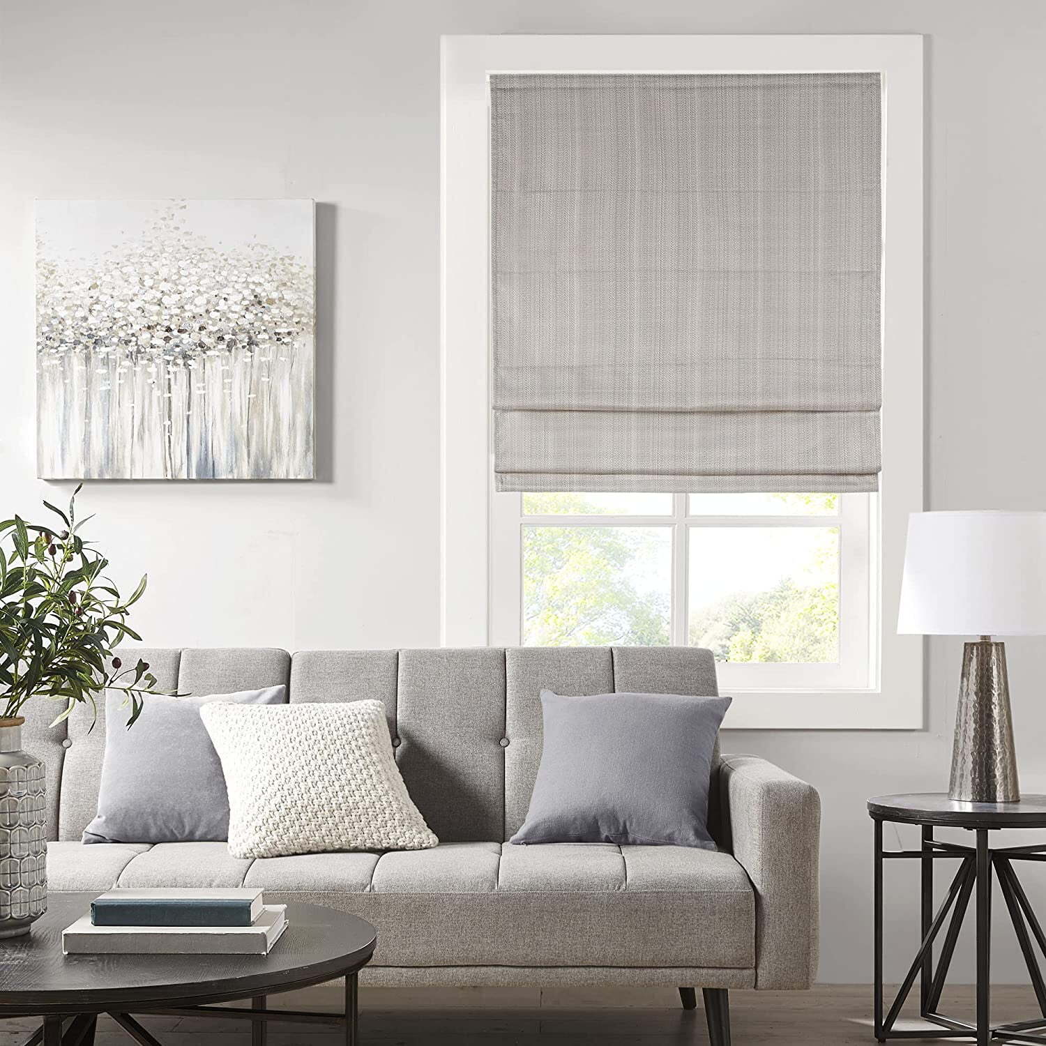 

Панель с римскими шторами Madison Park Galen Basketweave Room, серо-коричневый