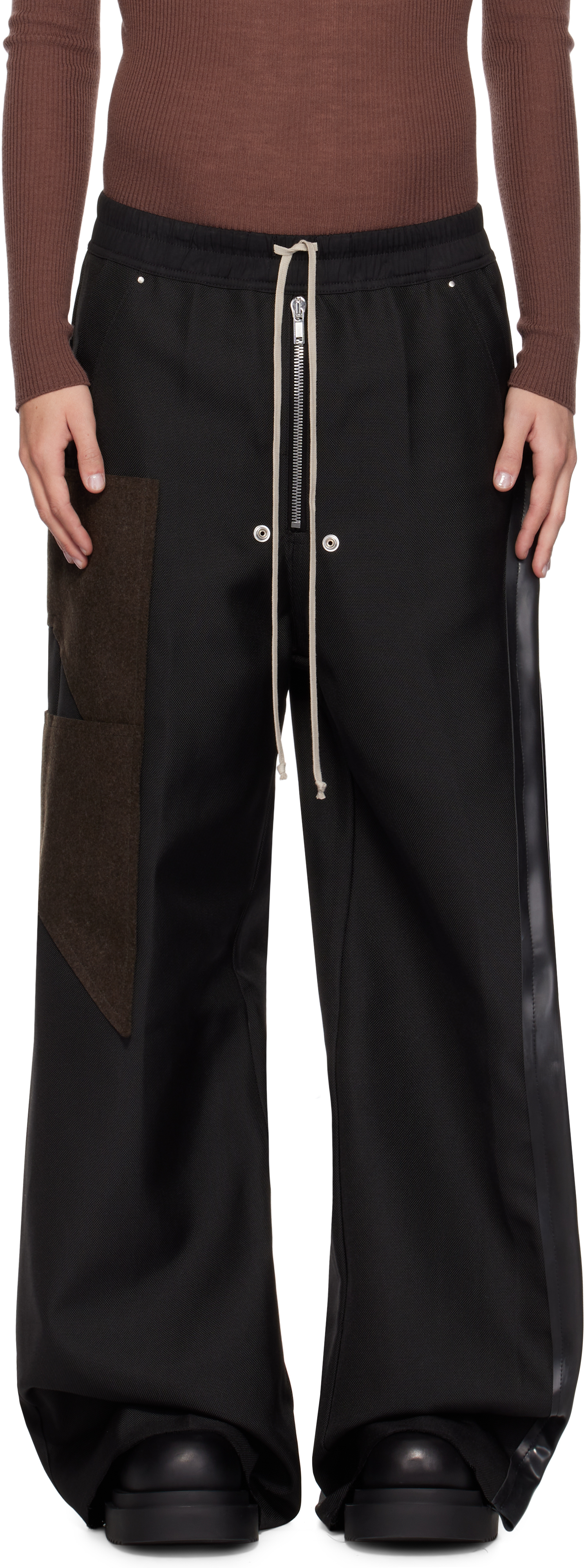 

Черные брюки Porterville Wide Bela Rick Owens, черный/коричневый/черный