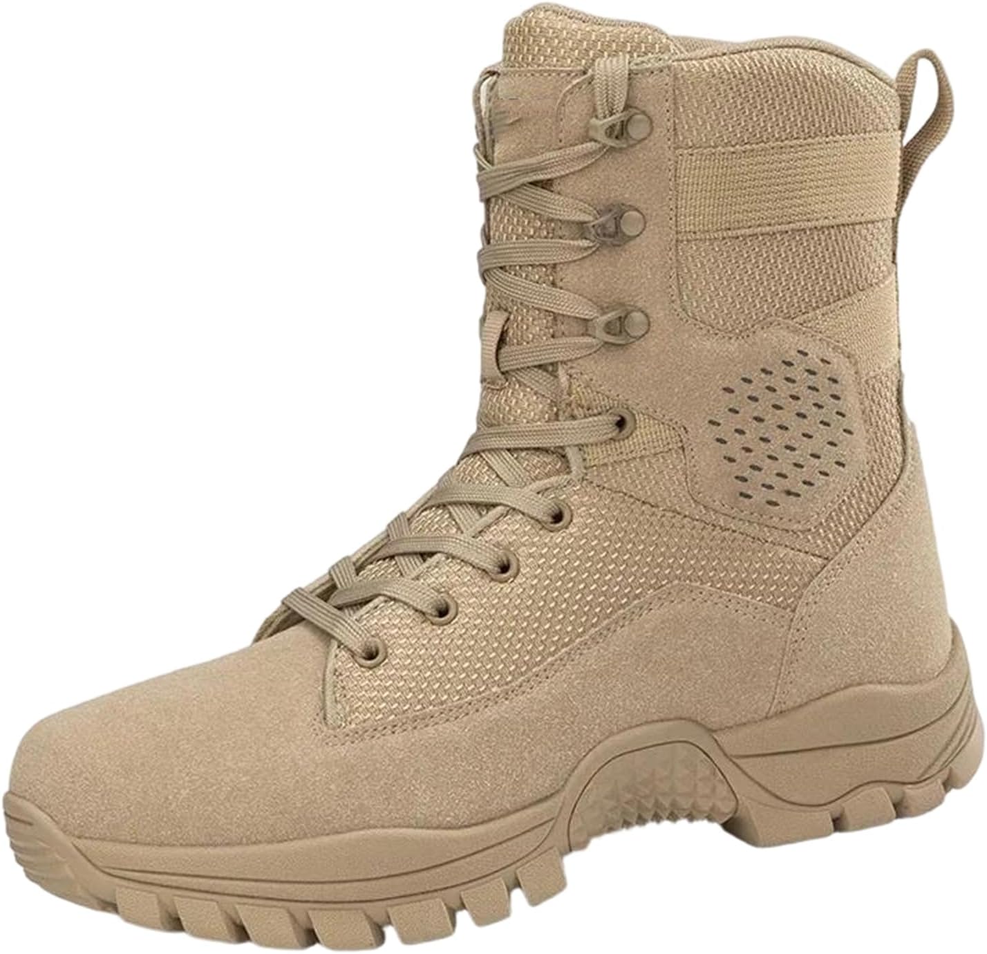 

Мужские тактические ботинки на щиколотку из искусственной кожи с боковой молнией и высокой подошвой для походов на свежем воздухе и езды на мотоцикле Alloaone, 305-sand