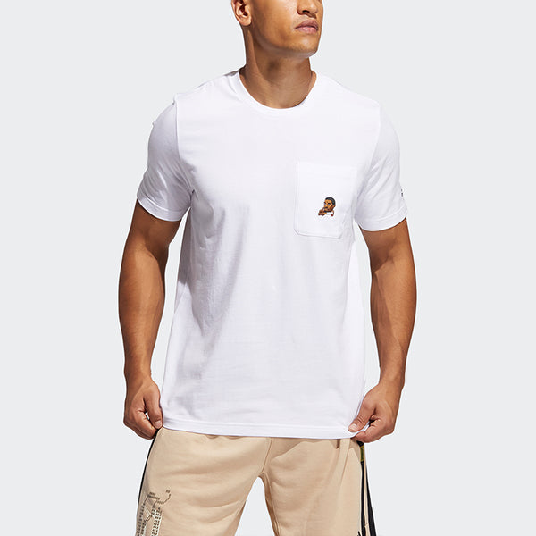 Футболка dame avatar pkt lillard basketball sports pocket loose round neck short sleeve white Adidas, белый — фото 2