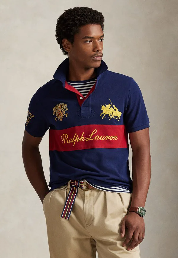 Классическая рубашка поло с гербом Polo Ralph Lauren, Newport Navy/Sweet Tomato