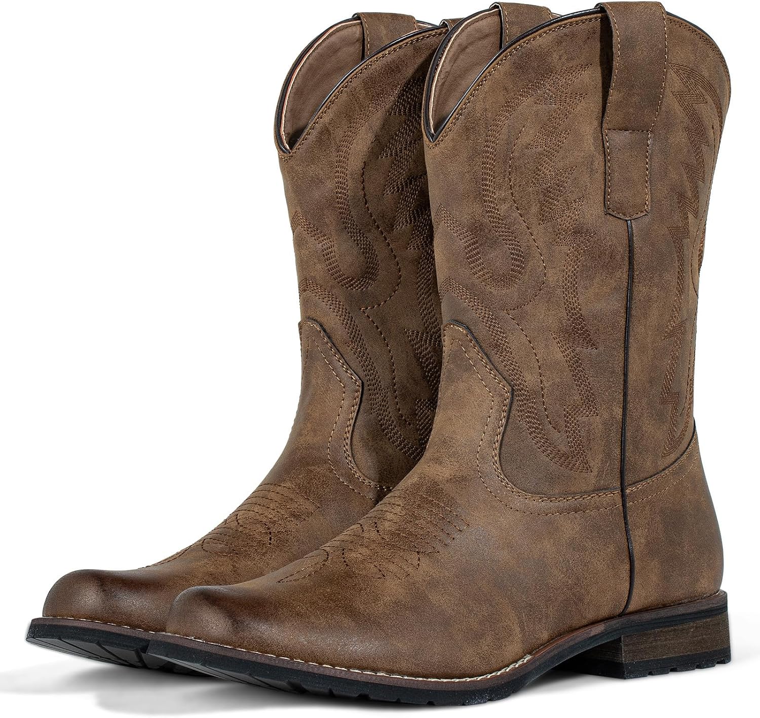 

Мужские ковбойские сапоги J's.o.l.e с круглым носком, классической вышивкой и шнуровкой, ковбойские сапоги на пуговицах J’S.O.L.E, коричневый