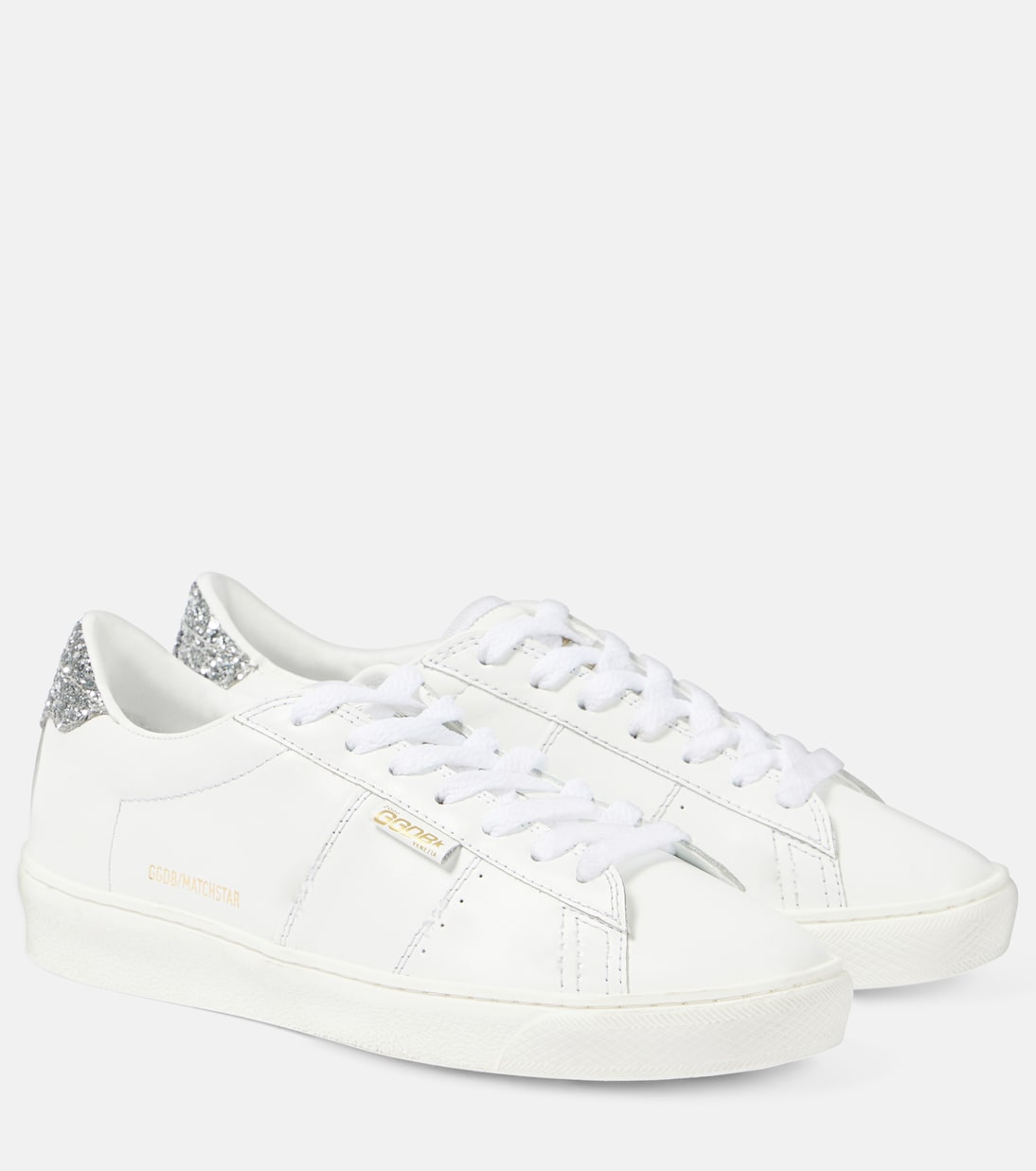 Кроссовки Matchstar из блестящей кожи с глиттером Golden Goose, Optic White/Silver