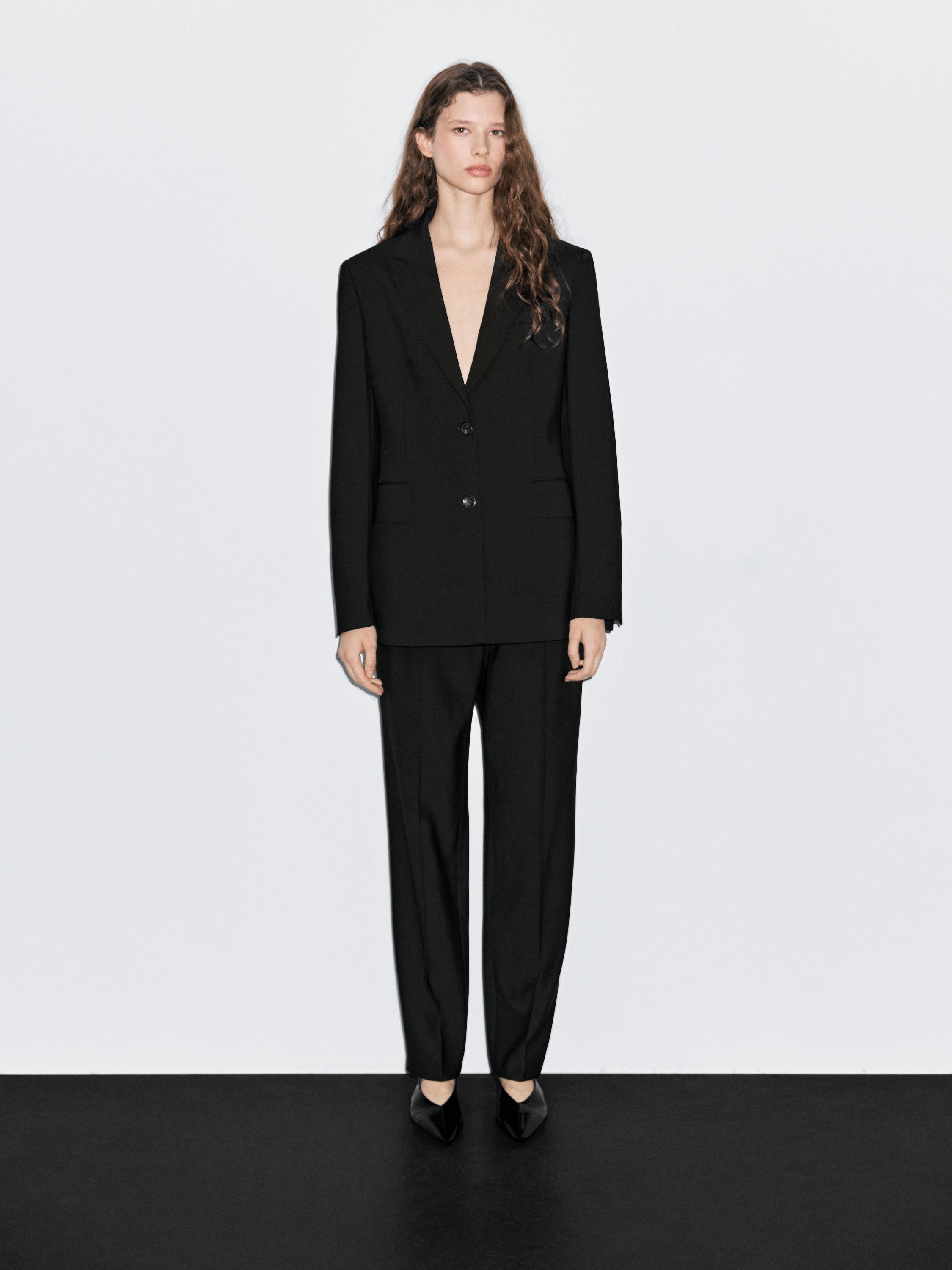 

Креповые брюки-сигареты Massimo Dutti, черный