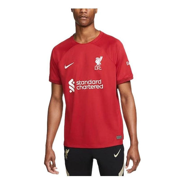 

Спортивная футболка men's 2022-23 season liverpool fan edition logo pattern printing short sleeve soccer/football jersey deep red Nike, красный