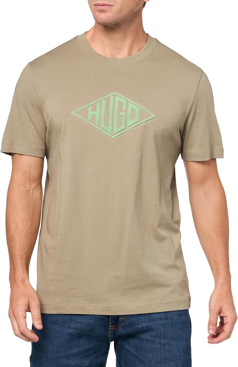 

Мужская хлопковая футболка HUGO с текстурированным ретро-логотипом, Fallen Rock