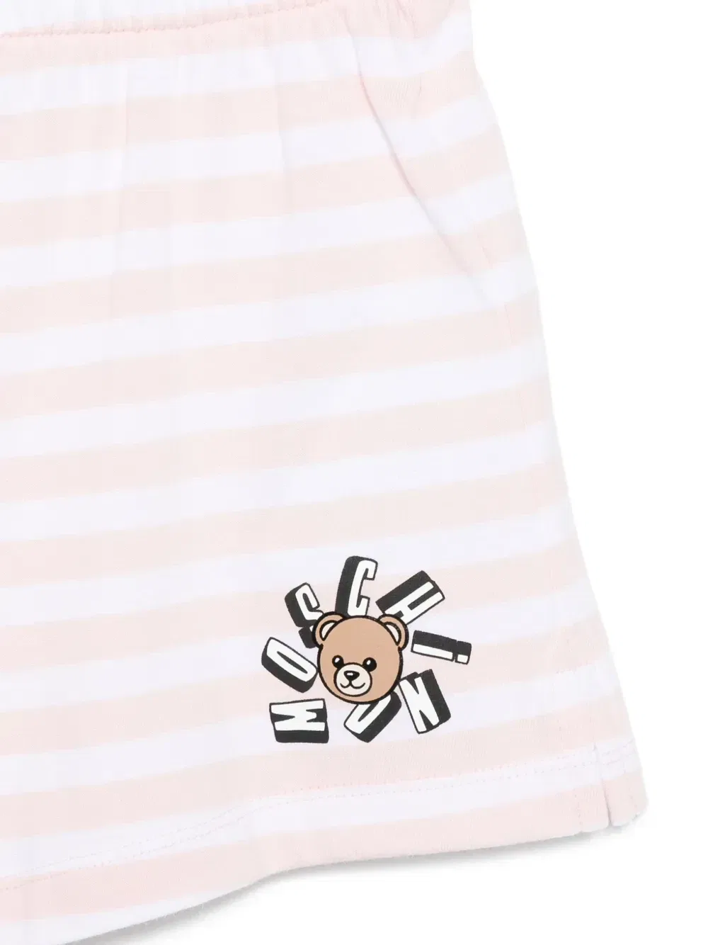 Костюм из полосатых шорт Moschino Kids, розовый — фото 3