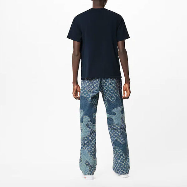 Футболка men's x nigo2 lv2 ss22 crossover large love logo alphabet printing short sleeve navy blue Louis Vuitton, синий — фото 3