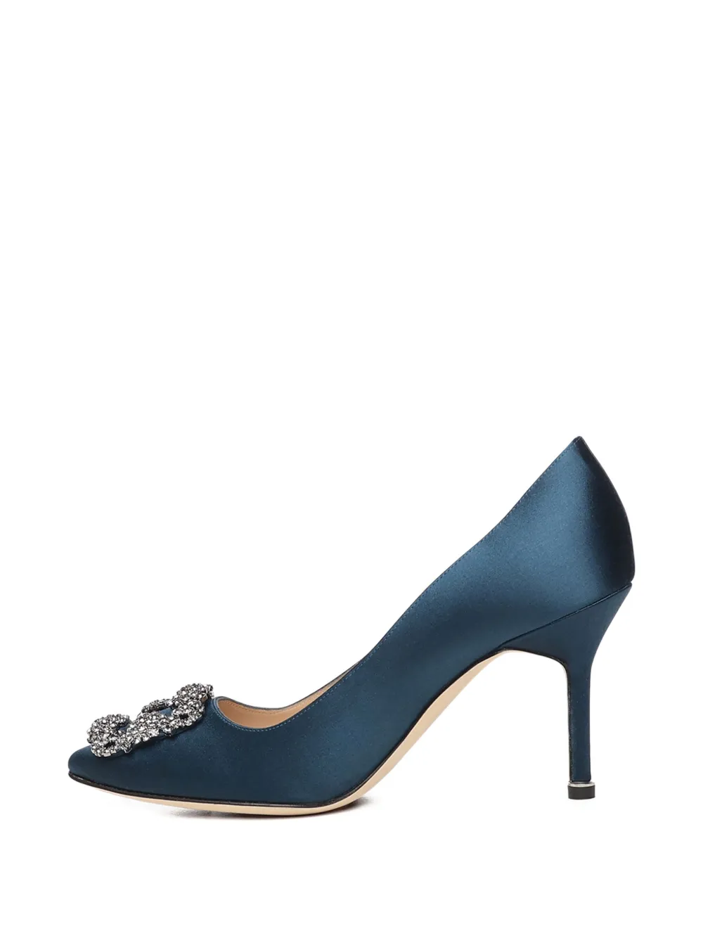 Туфли-лодочки на каблуке с украшением Manolo Blahnik, синий — фото 4