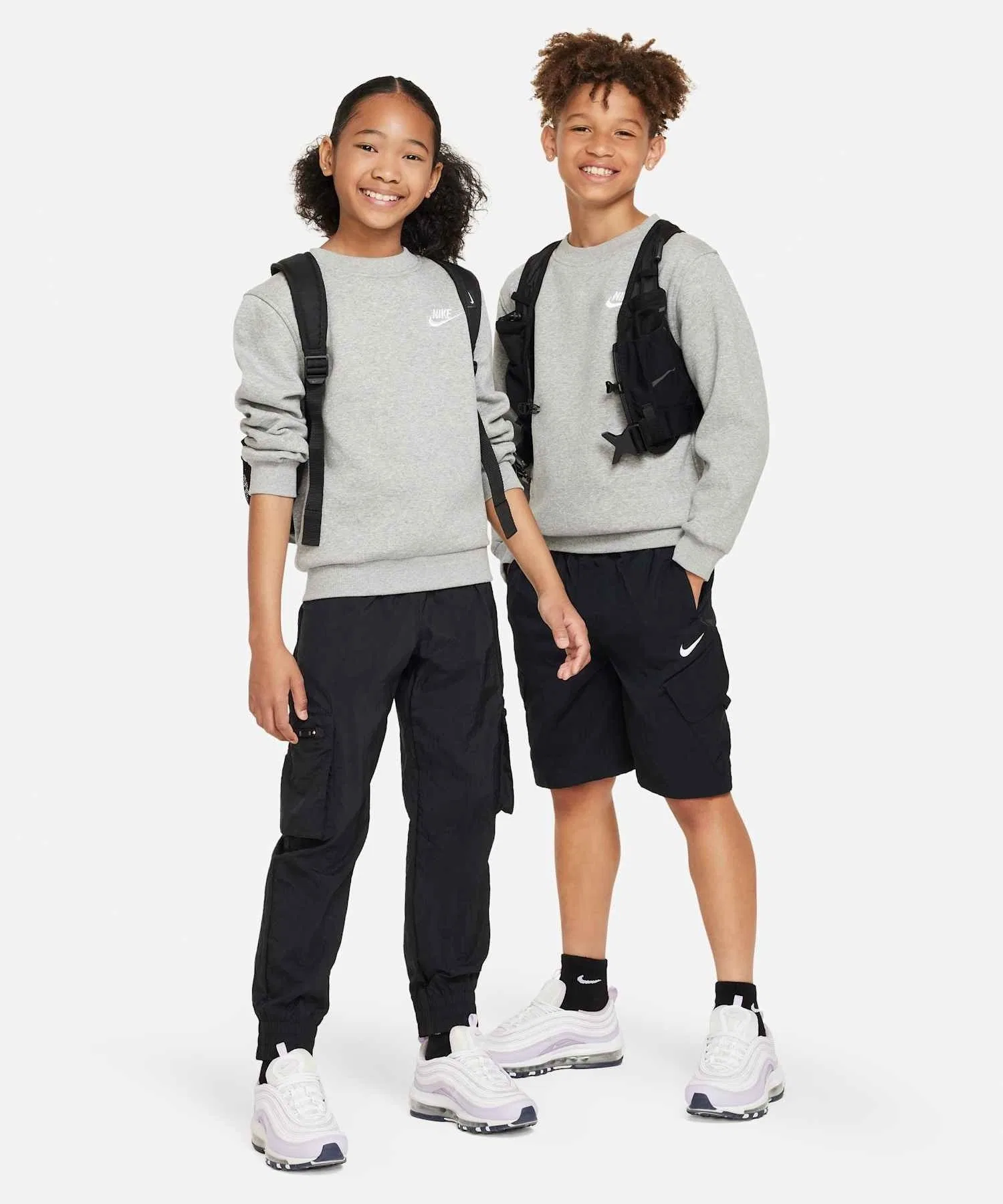 《В наличии комплект》 Детская флисовая толстовка Nike Sportswear Club / Детская флисовая толстовка Nike Sportswear Club FD3006-063 темно-серый меланж — фото 4