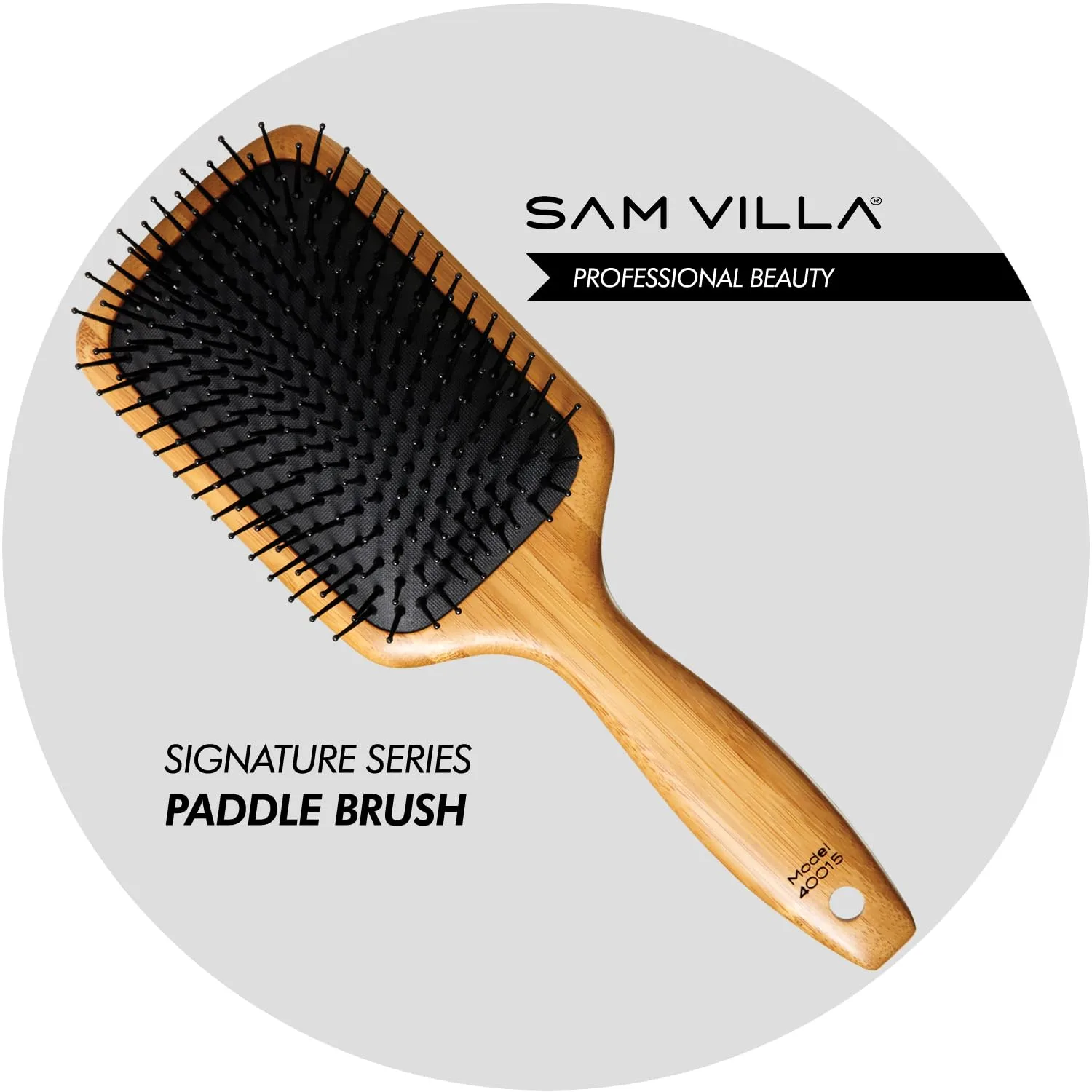 Деревянная щетка-лопатка Sam Villa Signature Series для укладки волос., Brown/Black — фото 2
