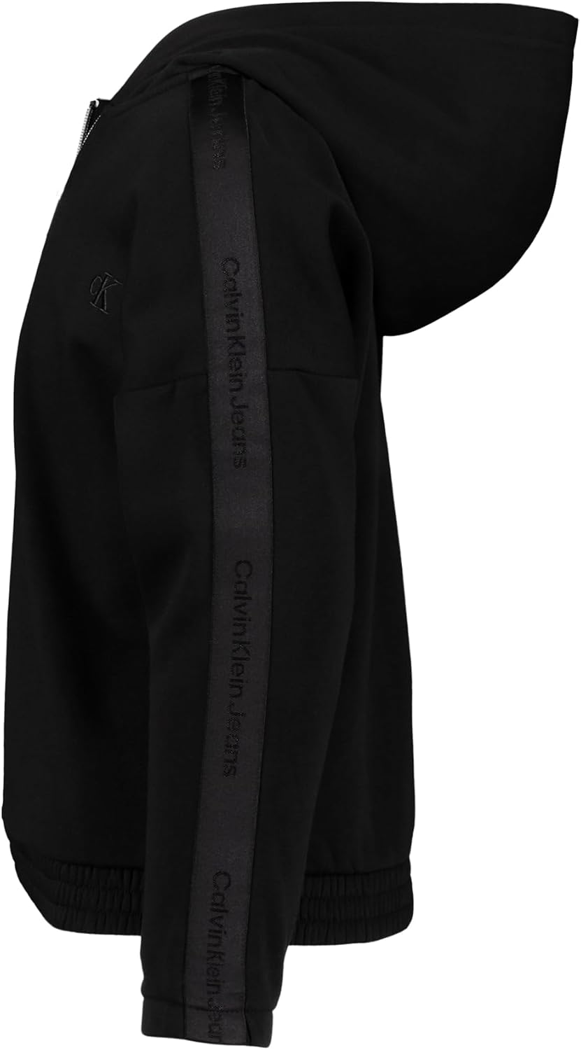 Толстовка Calvin Klein для девочек с длинным рукавом и молнией из флиса, Black Shimmer — фото 4