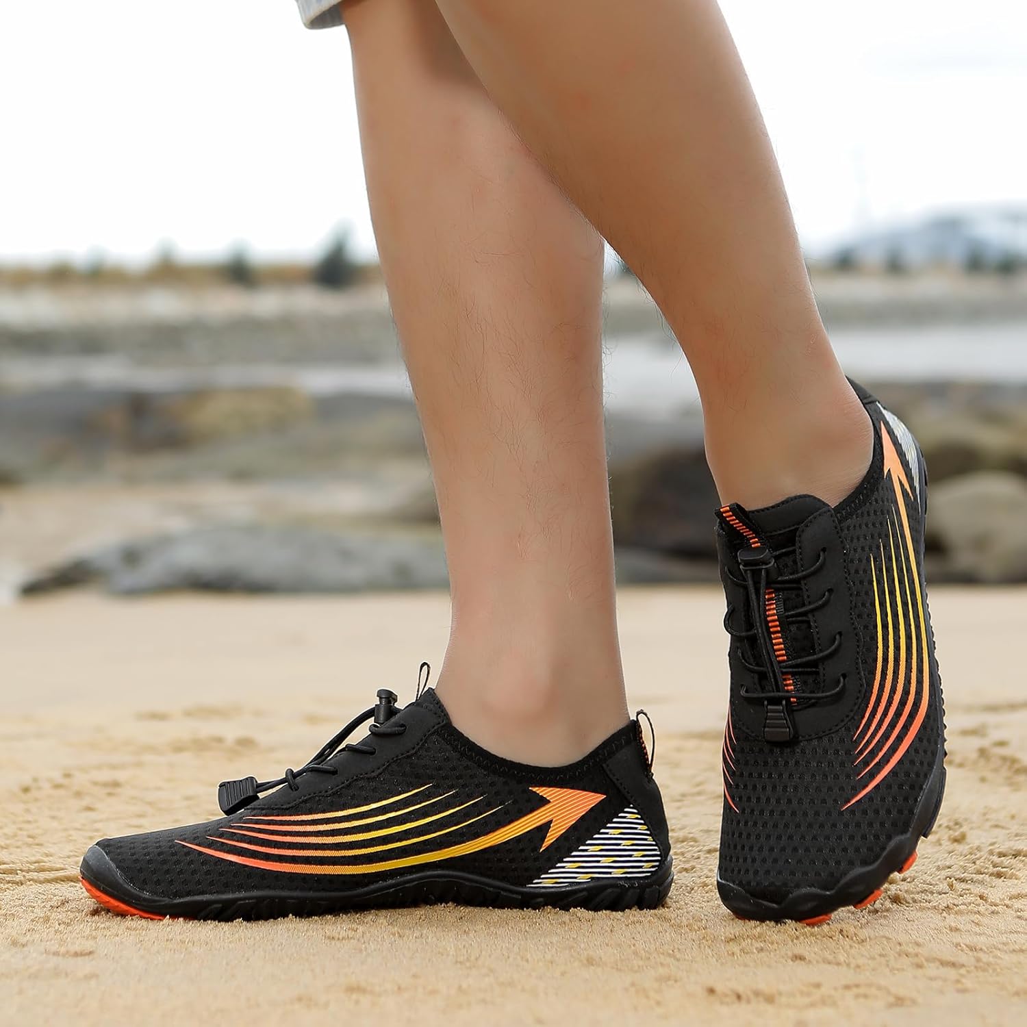 Кроссовки, Pro Barefoot с широкой носочной частью для походов, прогулок, здоровые и нескользящие легкие дышащие кроссовки унисекс Kvotuu, черный — фото 3