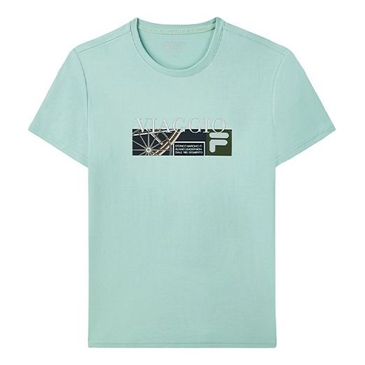 

Футболка alphabet printing athleisure casual sports round neck short sleeve green Fila, зеленый