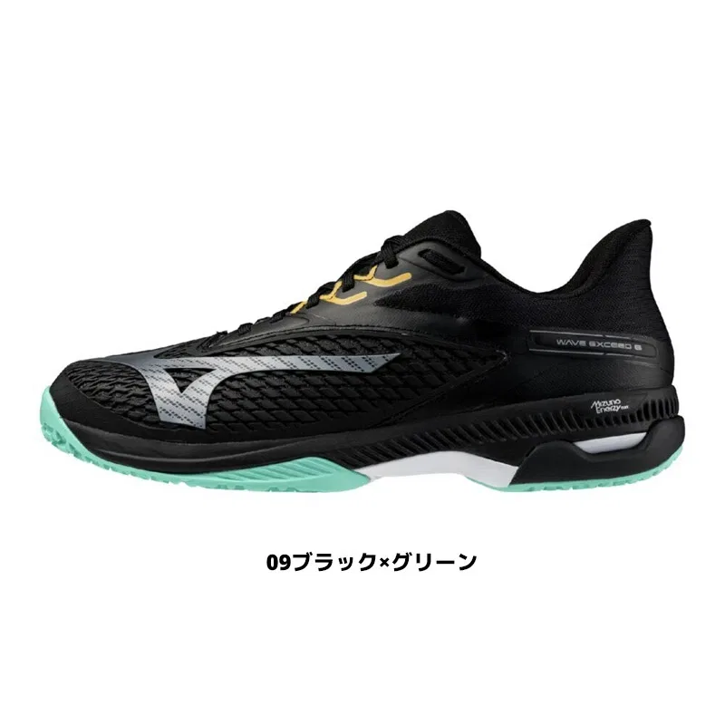 Унисекс теннисные кроссовки «Wave Exceed 6 Wide OC» от Mizuno, 09 Black X Green — фото 2